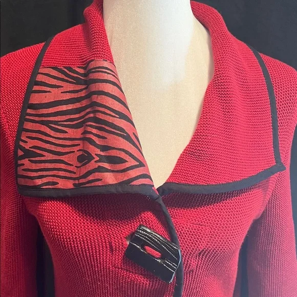 Tivoli Knit Jacket with Zebra Print Collar - Picture 2 of 16